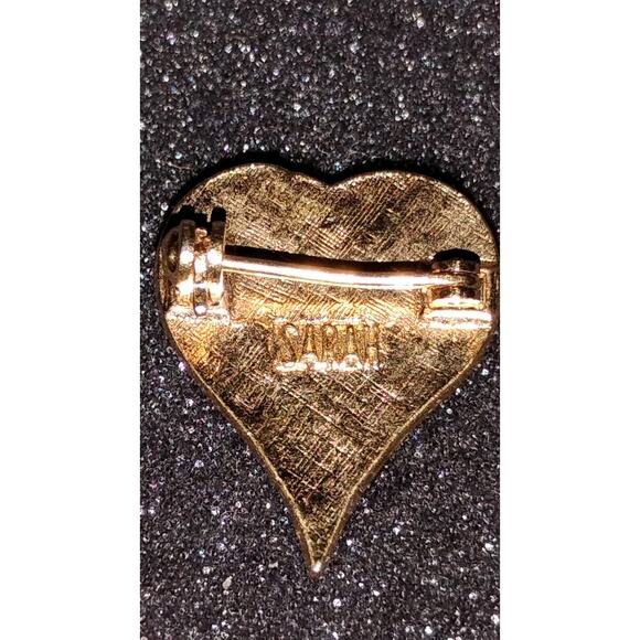 Vintage Sarah Coventry Black Heart Pin – Gold Tone Lapel Brooch - Picture 2 of 2